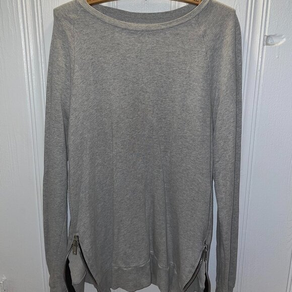 ZARA Man Long Sleeve Crewneck Heather Sweater SIDE ZIPS John Elliott Amiri FOG L - Picture 3 of 5